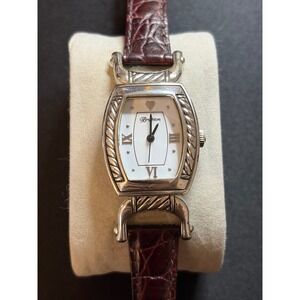 Brighton Shetland Watch Womens Brown Silver Leather Rope Trim Classic